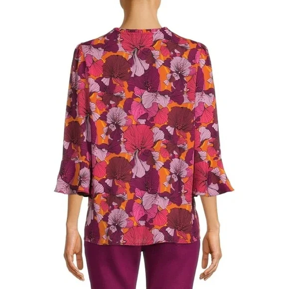 The Pioneer Woman Ruffle Neck Blouse with Flounce Sleeve - Picture 4 of 12